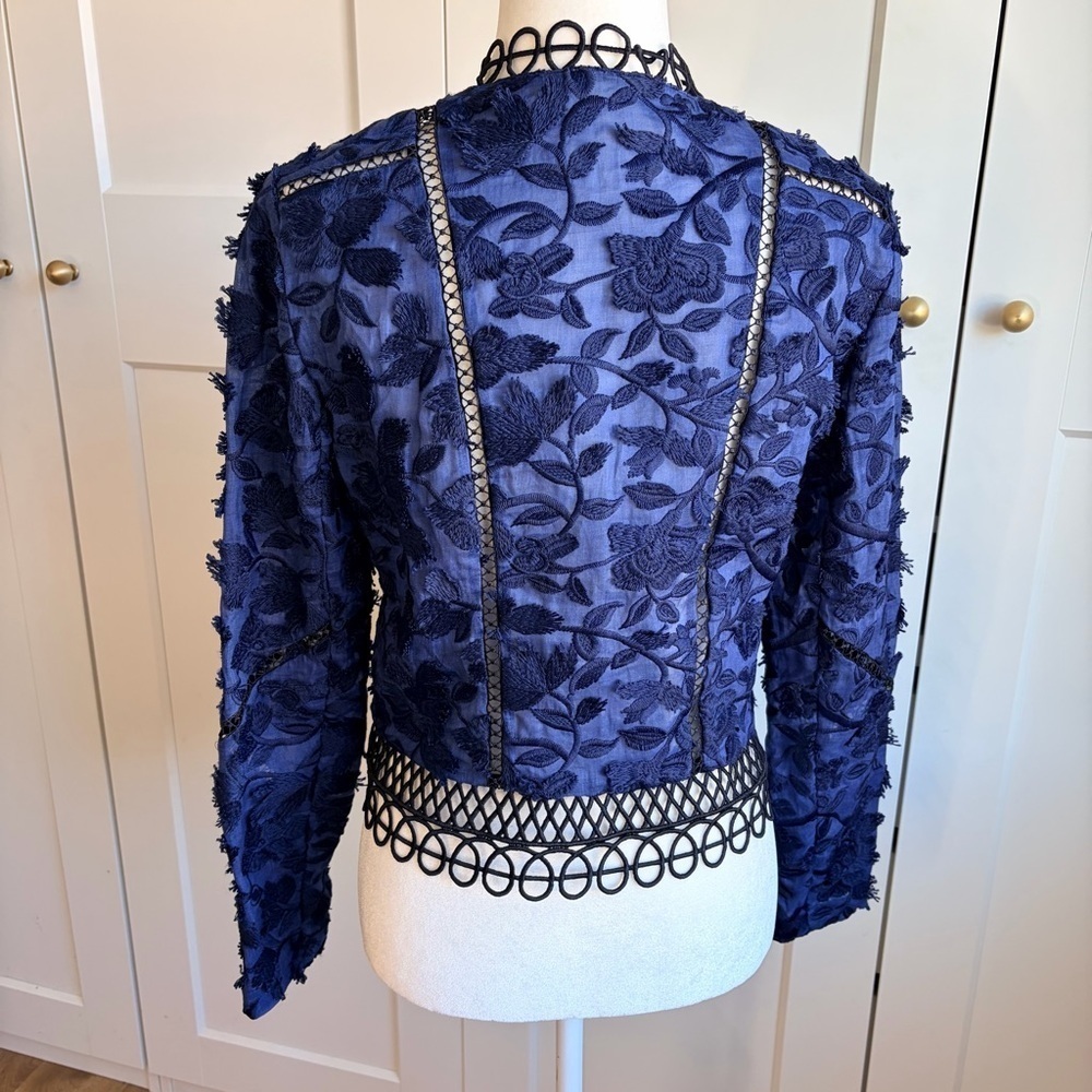 Elie Tahari Navy Lace Women's Blazer | 4 - Picture 2 of 6